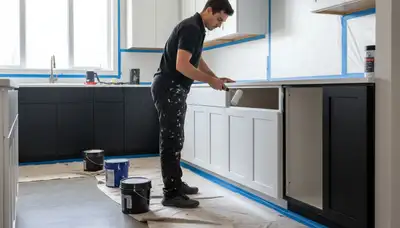 Professional cabinet painting in Tucson AZ kitchen by expert local house painters