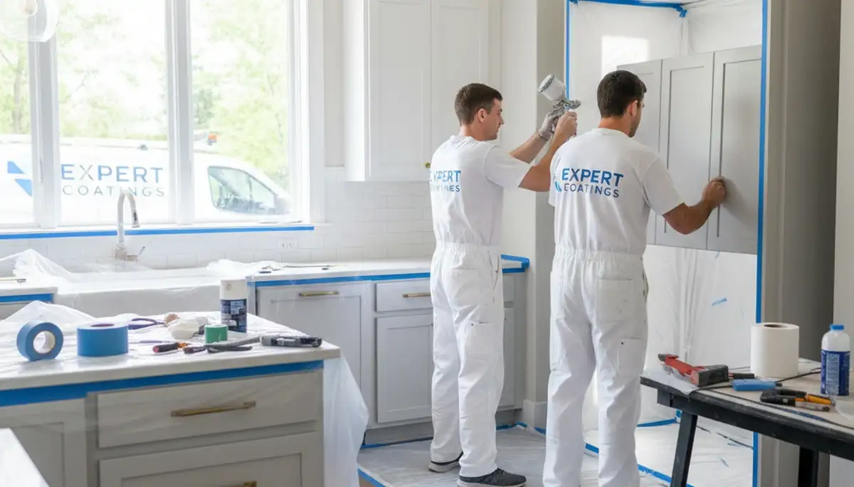 Professional kitchen cabinet painting in Tucson, AZ with expert refinishing for modern homes
