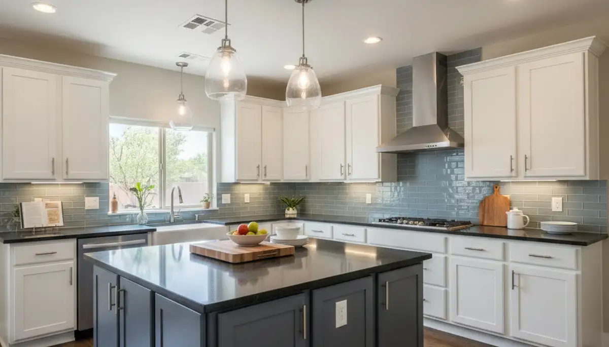 Refinished kitchen cabinets with smooth, modern finish by house painters in Tucson, AZ