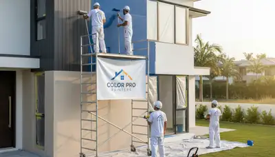 Professional exterior house painters applying UV-resistant stucco coating in Tucson, AZ