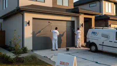 Professional garage door painting in Tucson AZ with UV-resistant finish for desert sun protection