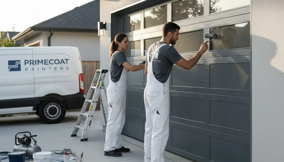 Professional garage door painting by expert house painters in Tucson, AZ using UV-resistant coatings