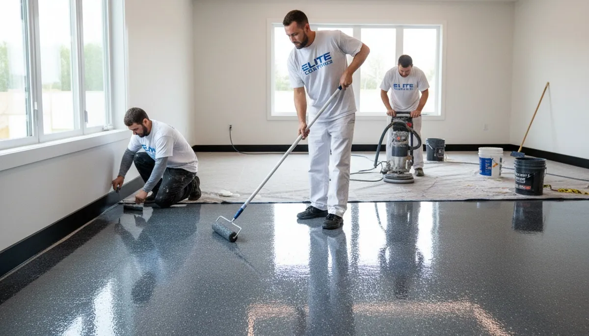 Epoxy garage floor coating in Tucson AZ with heat-resistant finish by local painting contractors