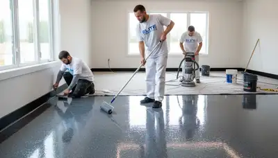 Epoxy garage floor coating in Tucson AZ with heat-resistant finish by local painting contractors