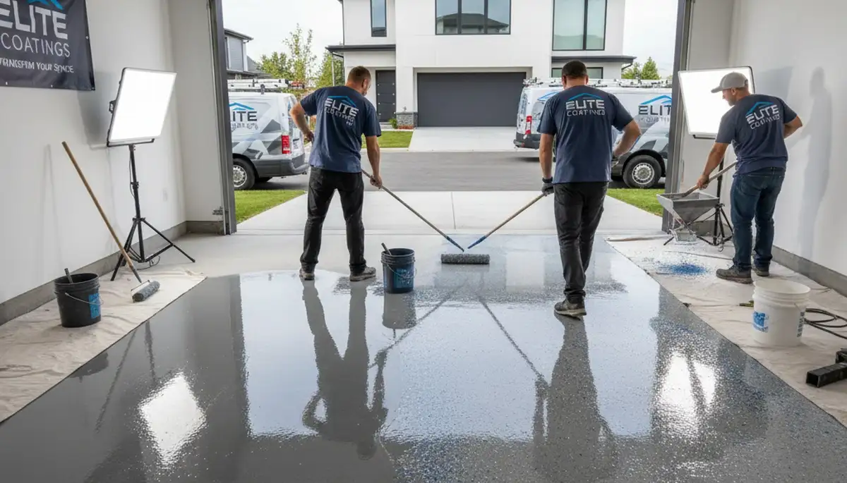 Epoxy garage floor coating in Tucson AZ by Desert Durability Experts for durable, heat‑resistant finish