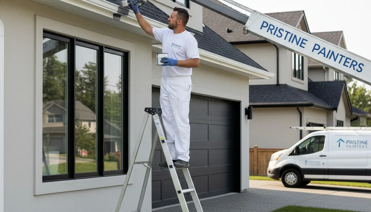 Professional gutter painting on Tucson AZ home by expert house painters