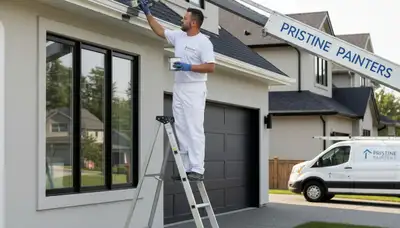 Professional gutter painting on Tucson AZ home by expert house painters