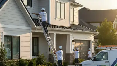 Professional gutter painting on Tucson AZ home by expert house painters for durable sunproof finish