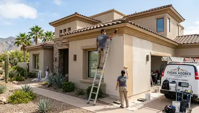 Professional house painting contractor in Tucson AZ enhancing home exterior with quality paint finish