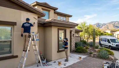 Professional house painters improving home exterior curb appeal in Tucson, AZ