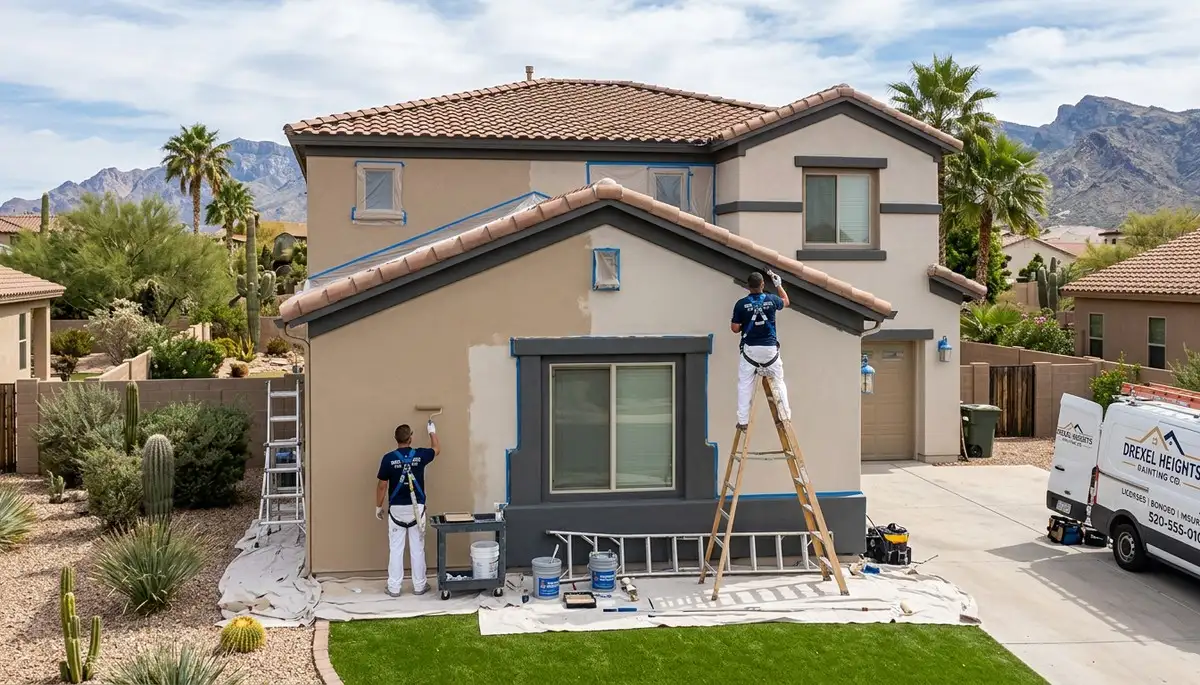 Professional house painting project by local painters in Tucson, AZ homes