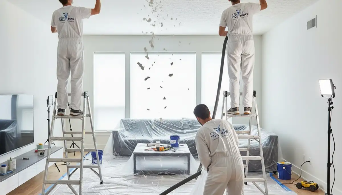 Professional popcorn ceiling removal by house painters in Tucson, AZ modernizing desert homes