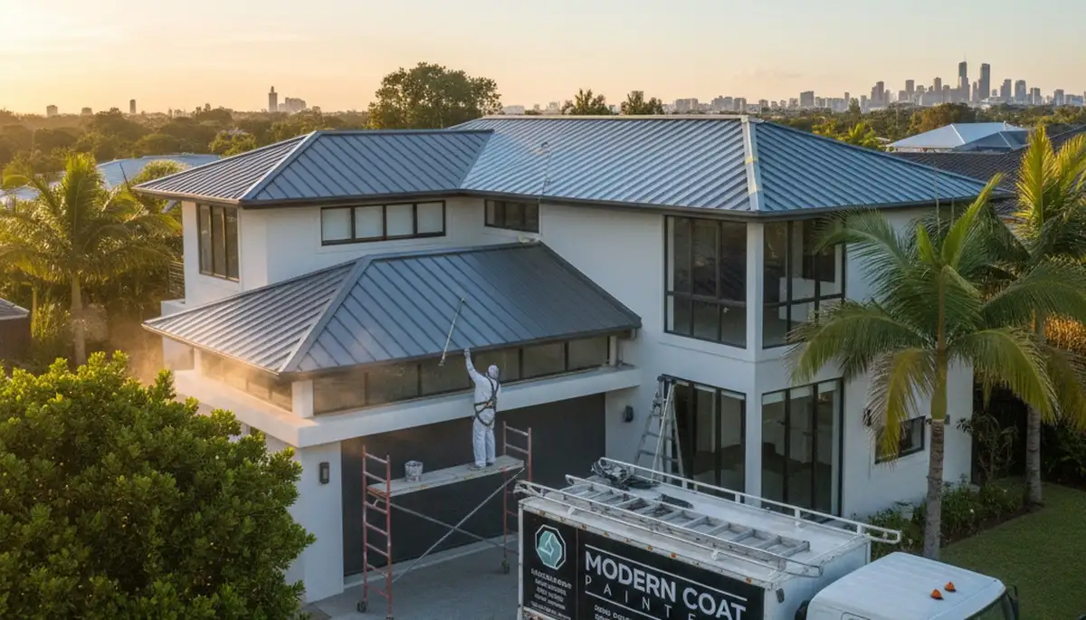 Professional roof painting in Tucson AZ with UV-resistant coating for home protection