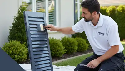 Professional shutter painting on a Tucson AZ home exterior by expert house painters