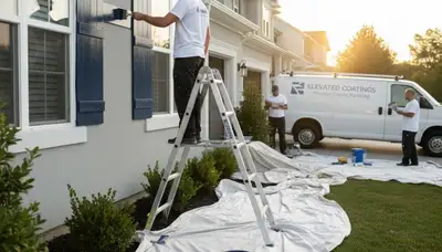 Professional shutter painting on Tucson AZ home enhancing curb appeal and UV protection