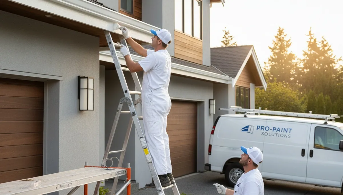 Professional trim and fascia painting on Tucson AZ home exterior with UV-resistant finish