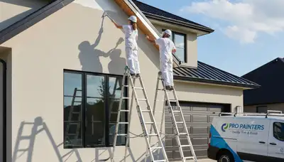 Professional trim and fascia painting on Tucson AZ home with UV-resistant exterior finish