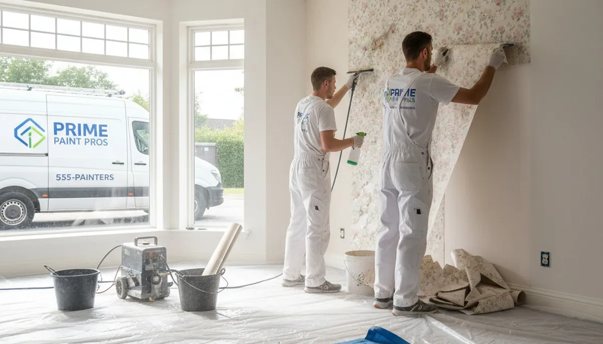 Professional wallpaper removal and wall prep by house painters in Tucson, AZ